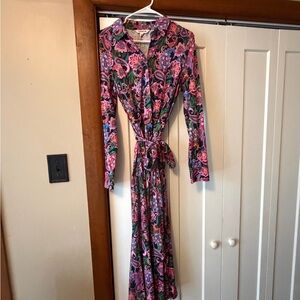 Boden Multicolor Paisley Long Sleeve Dress